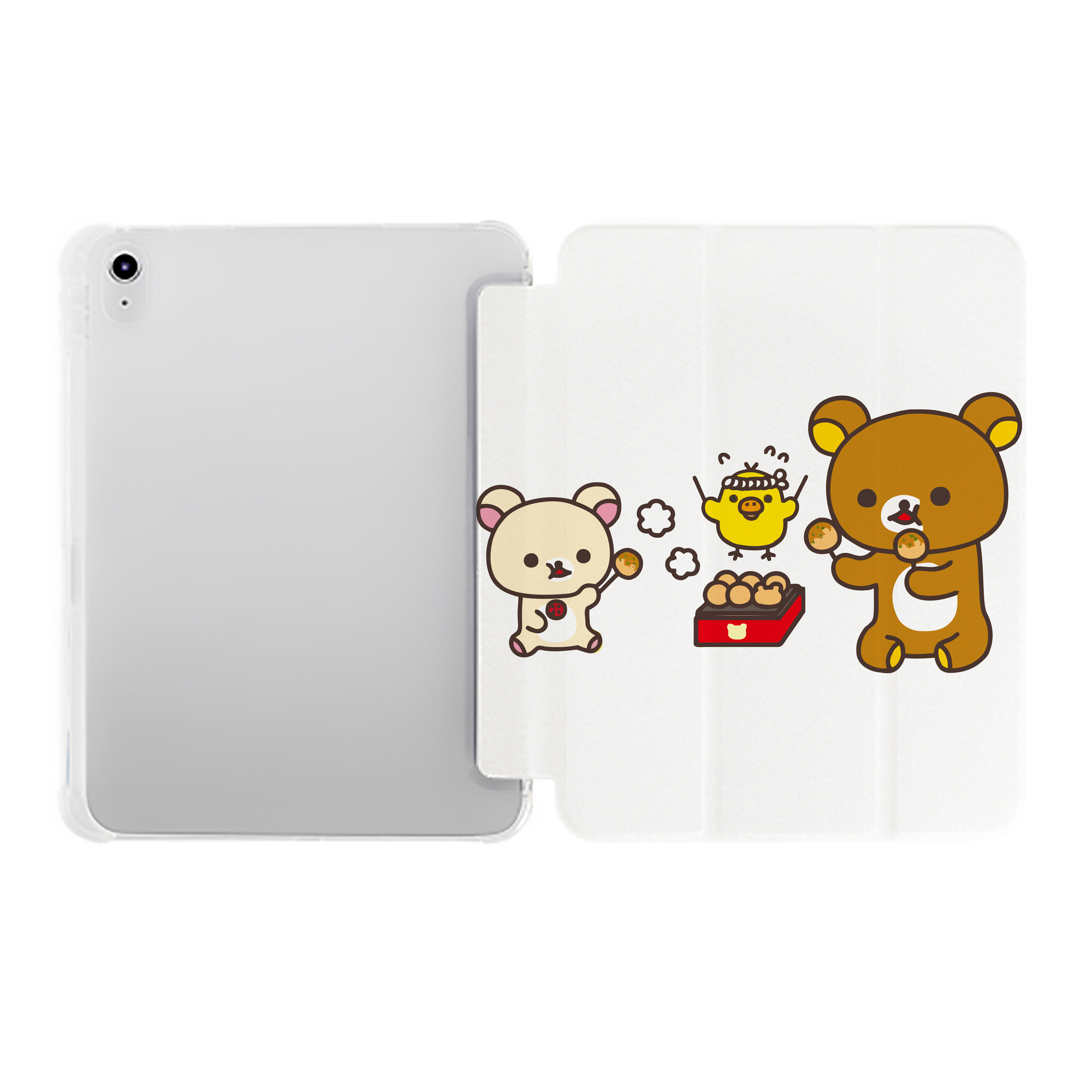 （画像用） リラックマ リラックマ キイロイトリ Rilakkuma Korilakkuma Kiiroitori IPad ケース ペン収納付き 三つ折りスタンド PUレザー×シリコン 対応機種9.5/10.5/10.9インチ
